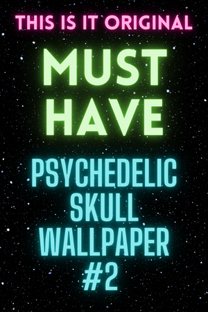 Black & Green Psychedelic Skull with Mushrooms Wallpaper Design