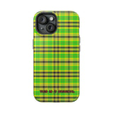 Vibrant Neon Green and Yellow on Perfect Tartan MagSafe Tough Cases