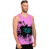 Black Splash with Take Time to make Your Soul Happy on Classic Retro Pink Color Design Unisex Tank Top