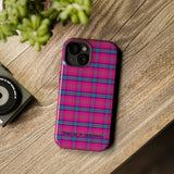 Vibrant Neon Pink and Violet on Perfect Tartan MagSafe Tough Cases