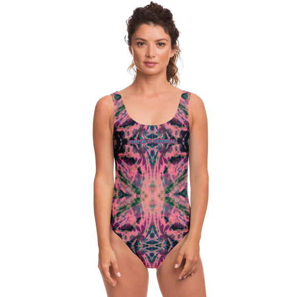 Pink and Black Tie Dye Special Pattern Design Luxury Swimsuit