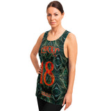 Dark Emerald Marble with Gold Paintings Design on Unisex Tank Top