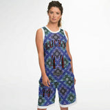 Black and Perfect Blue Paisley Pattern Design on Basketball Unisex Jersey & Shorts Set