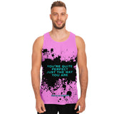 Black Splash with You're Quite Perfect Just the Way You Are on Classic Retro Pink Color Design Unisex Tank Top