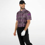 Dark Violet Camouflage Design with Ornamental Old School Pattern Exclusive Golf Polo Shirt