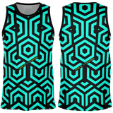 Luxury Black & Light Blue Geometric Classic Design Unisex Basketball Jersey