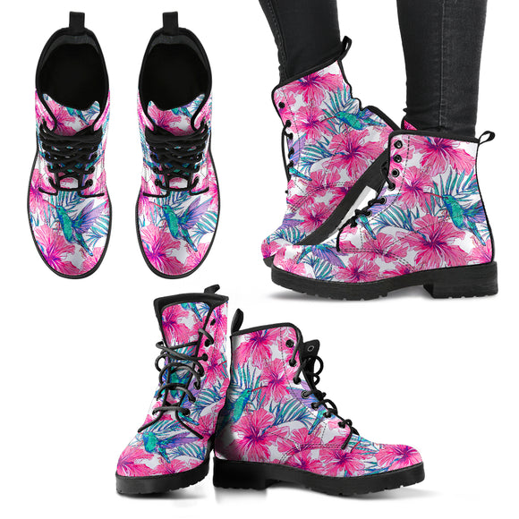 Pink Tropical Hummingbird Handcrafted Boots