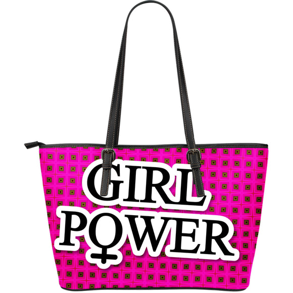Pink Girl Power Large Leather Tote Bag
