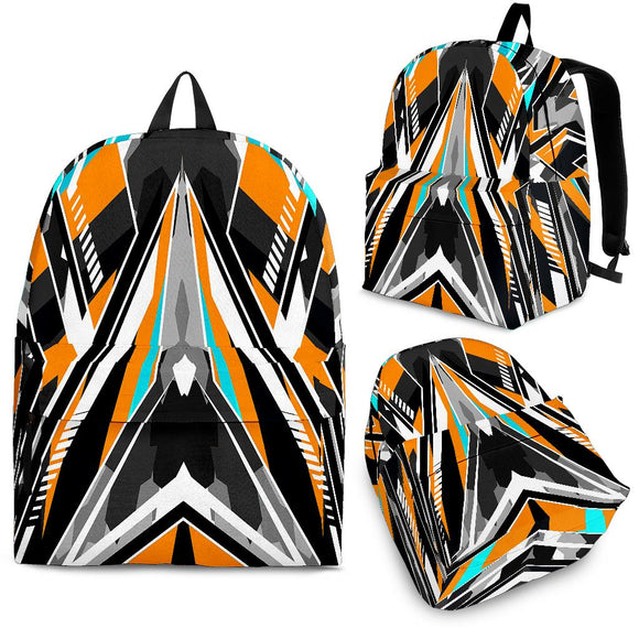 Racing Army Style Orange & Light Blue Colors Vibe Backpack