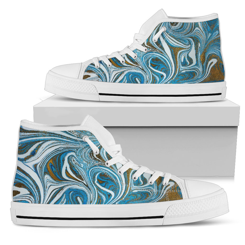 White Marble Men's Low Top Shoes