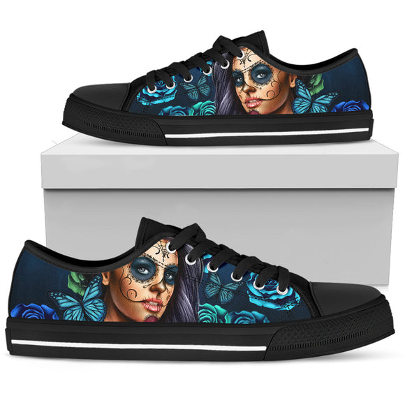 Turquoise Skull Women's Low Top Shoes