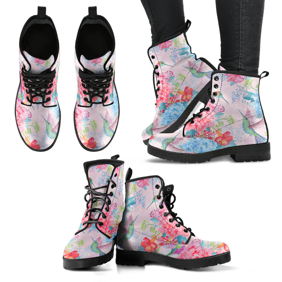 Pastel Pink Hummingbird Handcrafted Boots