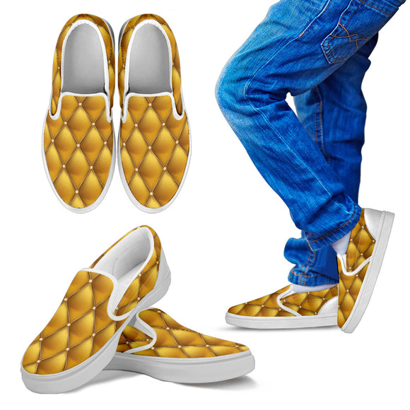Exclusive Golden Pattern Kid's Slip Ons