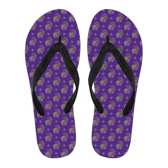 Lucky Purple Elephant Women's Flip Flops