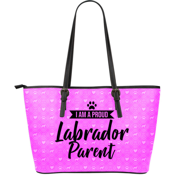 Pink Labrador Large Leather Tote Bag