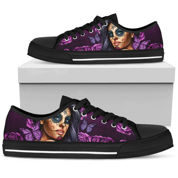 Violet Skull Women's Low Top Shoes