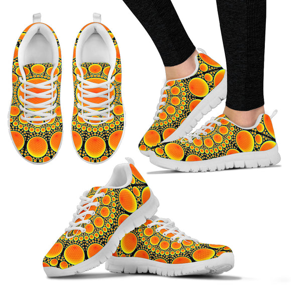 Neon Orange Sun Women's Sneakers