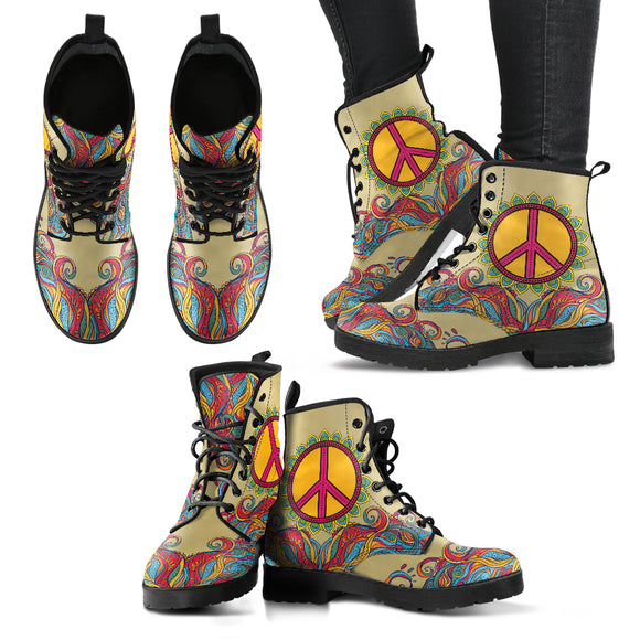 Hippie Orange Peace Handcrafted Boots