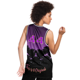 Luxury Violet Sunset Color with Palm Tree - Lucky Number 44 - Unisex Basketball Jersey