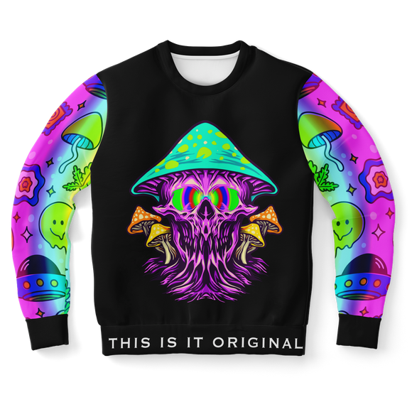 Psychedelic Skull with Rainbow Colorful Psychedelic Art Design Luxury Fashion Sweatshirt
