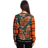 Hand with Magic Blessed Eye Design with Orange Tartan Stylish Pattern Luxury Fashion Unisex Sweatshirt