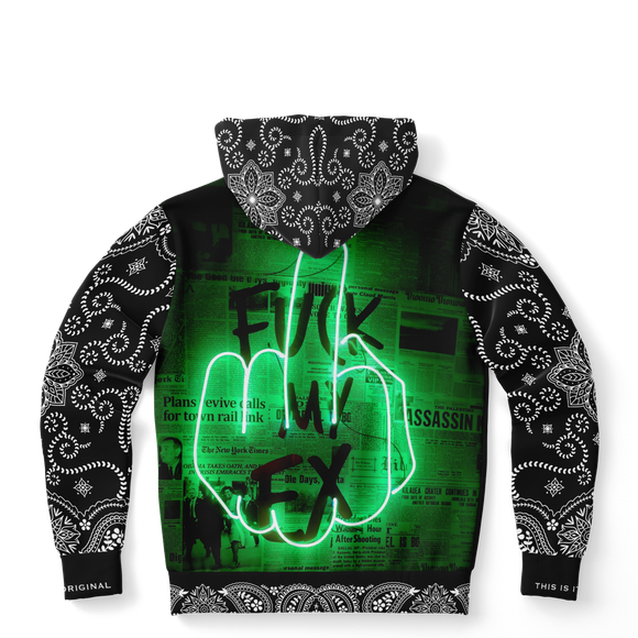 Neon Green F*ck My Ex - Paisley Design Sleeve and Details Fashion Hoodie