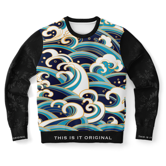 White & Blue Japan Wave Luxury Edition Design Fashion Sweatshirt