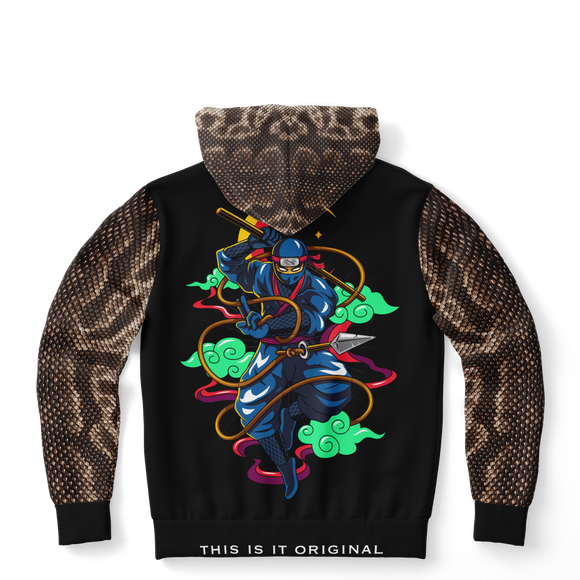 Exclusive Fake Snake Skin Leather with Colorful Samurai Luxury Unisex Fashion Hoodie