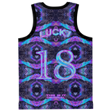 Neon Marble Colors on Black Galaxy Design Basketball Jersey