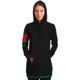 Black & Neon Rose Design The Kindest People Style Women's Hoodie Dress