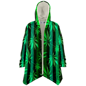 Cannabis design with Neon Stripes Style & UFO DRAMATIC HEAD Luxury Cloak
