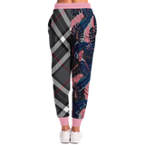 Pink & Grey Tropical Design with Exclusive Grey Tartan Style Fashion Unisex Luxury Sweatpants