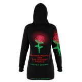 Black & Neon Rose Design The Kindest People Style Women's Hoodie Dress