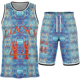Light Blue Marble Exclusive Design on Luxury Basketball Unisex Jersey & Shorts Set