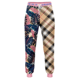 Pink & Grey Tropical Design with Exclusive Safari Tartan Style Fashion Unisex Luxury Sweatpants