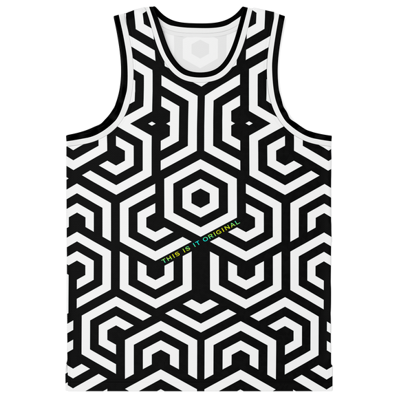 Luxury Black & White Geometric Classic Design Unisex Basketball Jersey