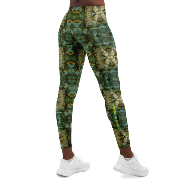 Perfect Army Green Design and Hexagon 3D Effect Leggings