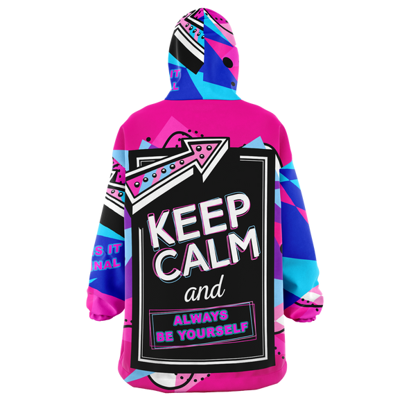 Pink Painted Stylish Art Keep Calm & Always Be Yourself XXL Oversized Snug Hoodie