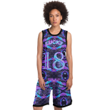 Neon Marble Colors on Black Galaxy Design Exclusive on Luxury Basketball Unisex Jersey & Shorts Set