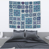 Luxury Magic Blue Mosaic Mandala Design Wall Tapestry