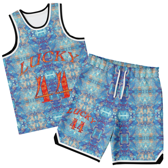 Light Blue Marble Exclusive Design on Luxury Basketball Unisex Jersey & Shorts Set