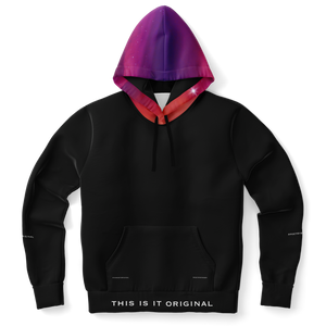 Luxury Poetry with Black on Black Design with Pink & Purple Sky One Fashion Hoodie