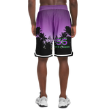 Luxury Violet Sunset Color with Palm Tree - Lucky Neon Green Number 55 - Unisex Basketball Shorts