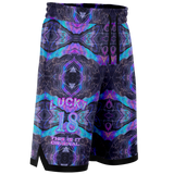 Neon Marble Colors on Black Galaxy Design on Basketball Short