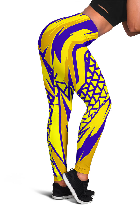 Racing Style Colorful Yellow & Violet Vibe Women's Leggings