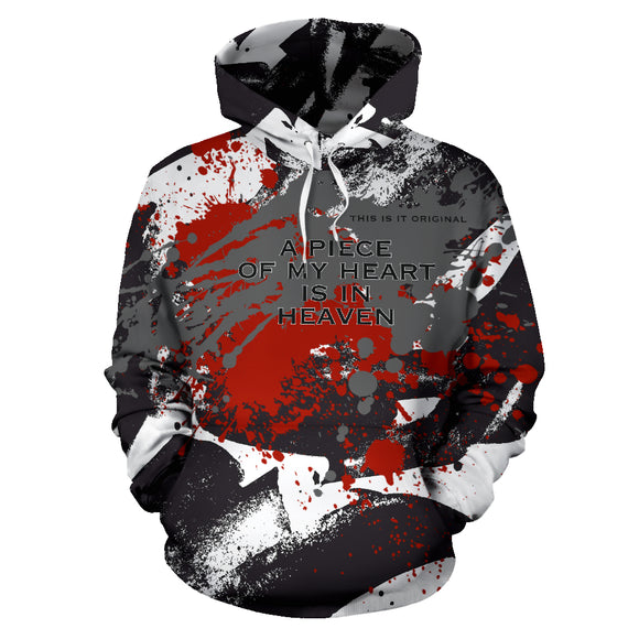 A piece of my heart is in heaven. Black & White Abstract Design All Over Hoodie