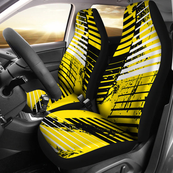 Racing Style Yellow & Black Stripes Vibes Car Seat Covers