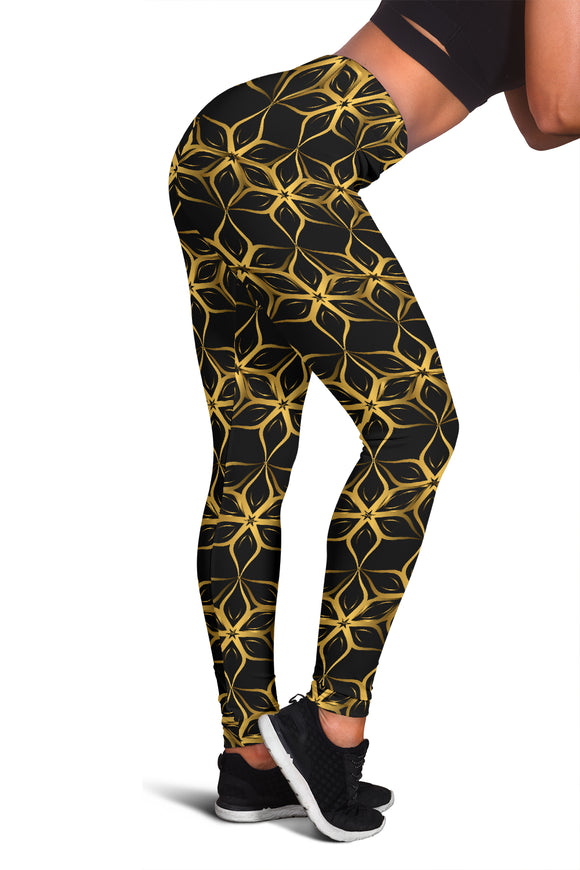 Black & Gold Geometric Style Women's Leggings
