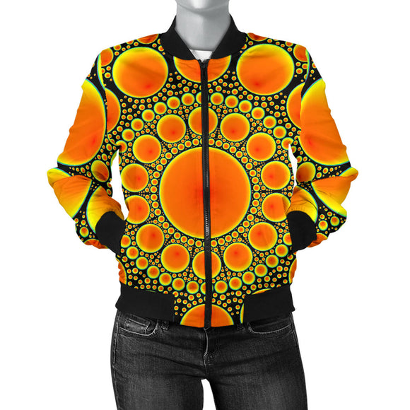 Neon Orange Sun Women's Bomber Jacket
