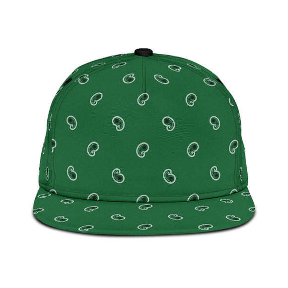 Luxury Green Bandana Style Paisley Design Snapback Hat
